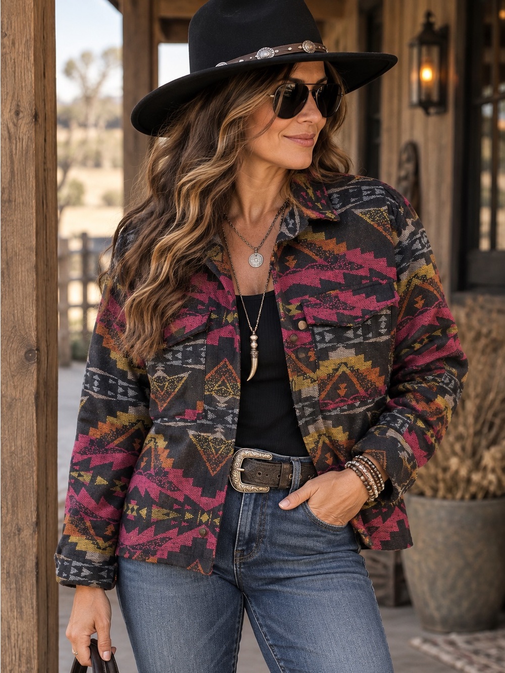 Simply Southern Southwestern Aztec Jacket XXL Western Boho Button Front